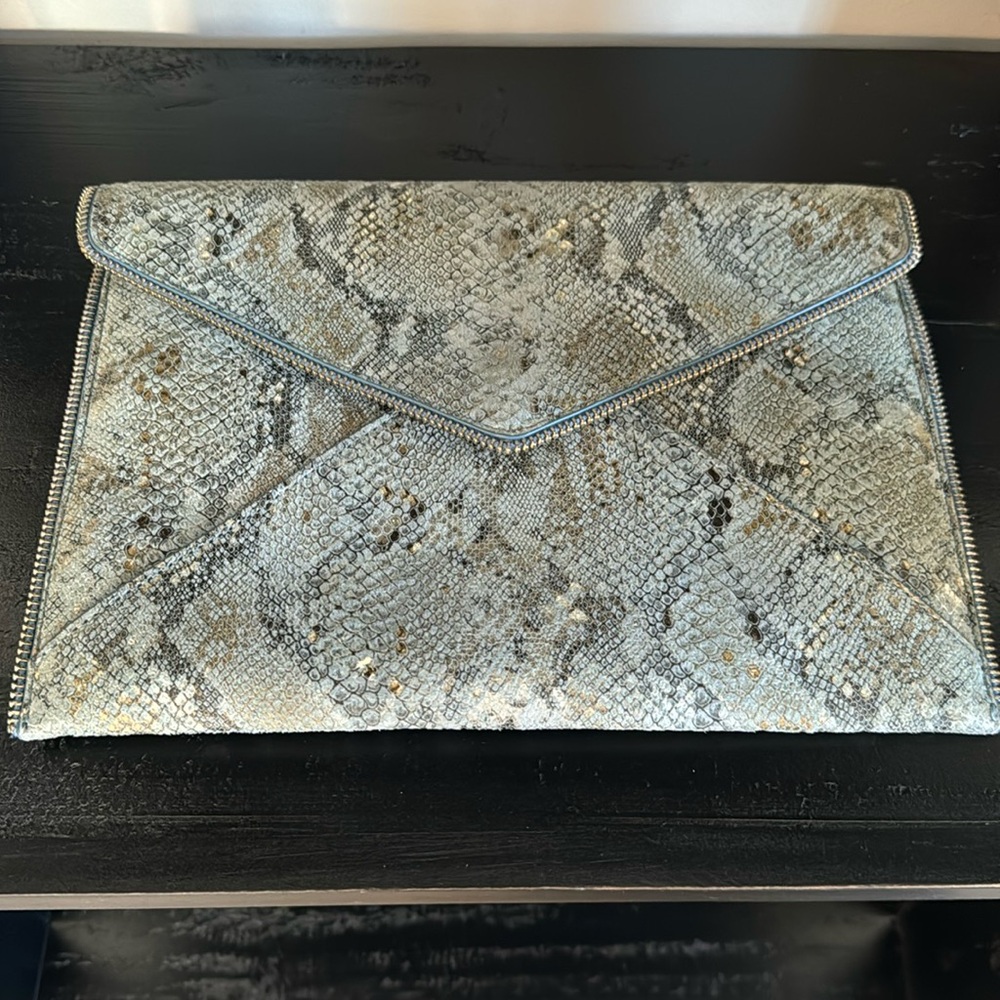 Never used Rebecca Minkoff Snake Suede Envelope Bag